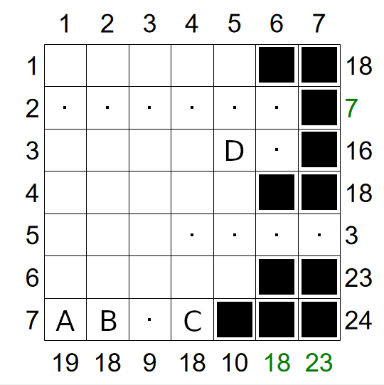 Kakurasu puzzle solution