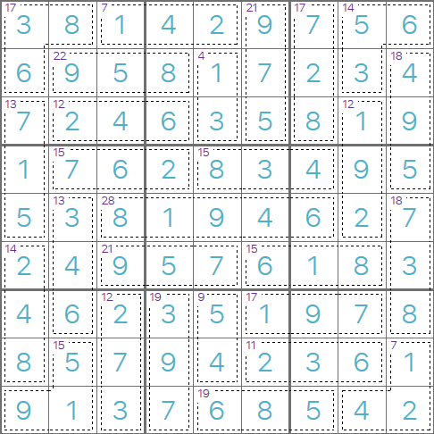 Killer Sudoku puzzle solution