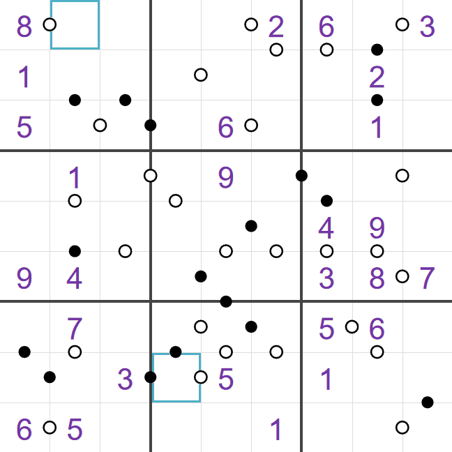 Kropki Sudoku puzzle