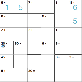 Mathdoku puzzle