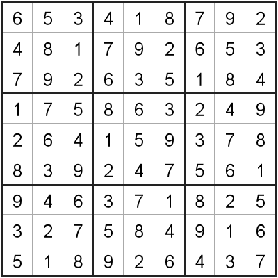 Completed Sudoku grid