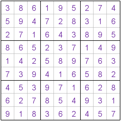 Completed Sudoku grid