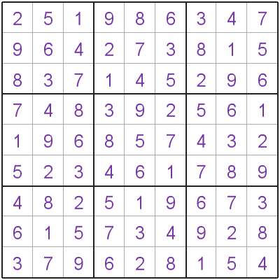 Finished sudoku grid