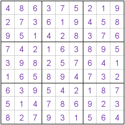 Completed Sudoku