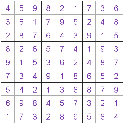 Sudoku completed grid