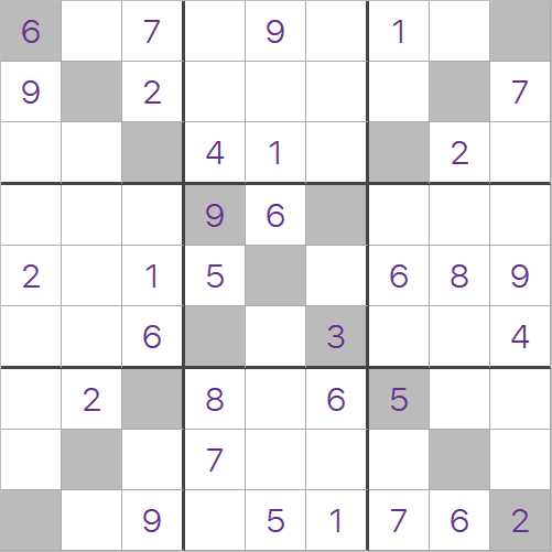  Sudoku-X instructions and free Sudoku-X puzzles to play  online